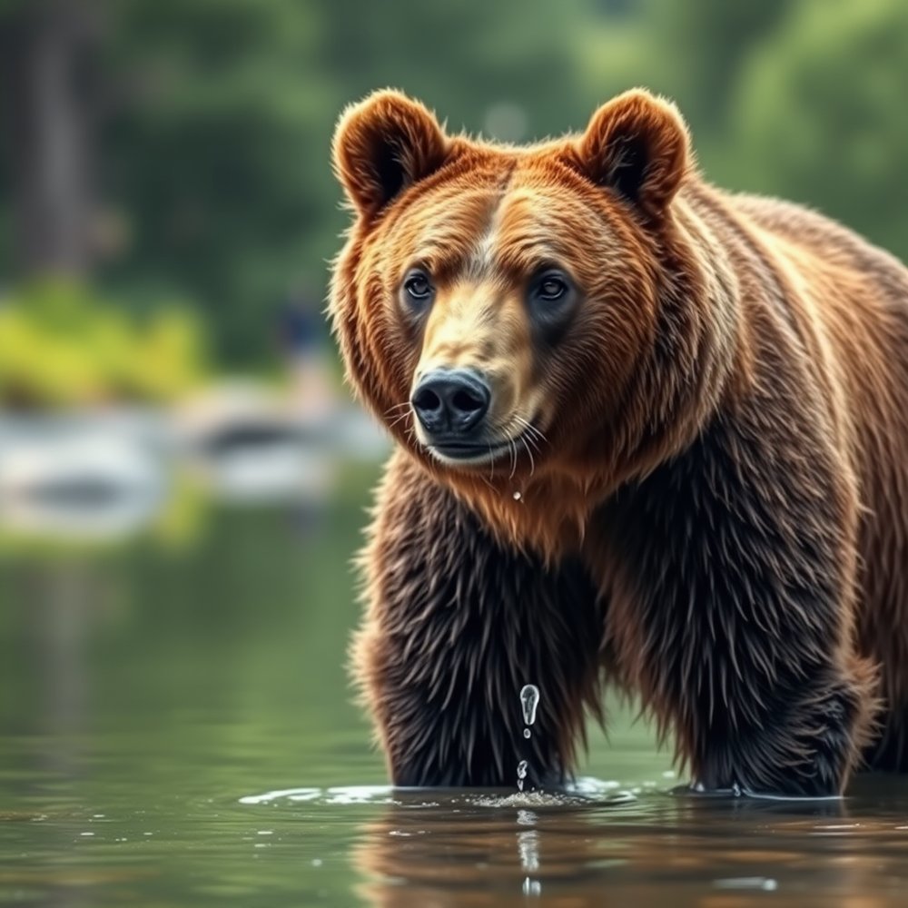 Бурый медведь у воды