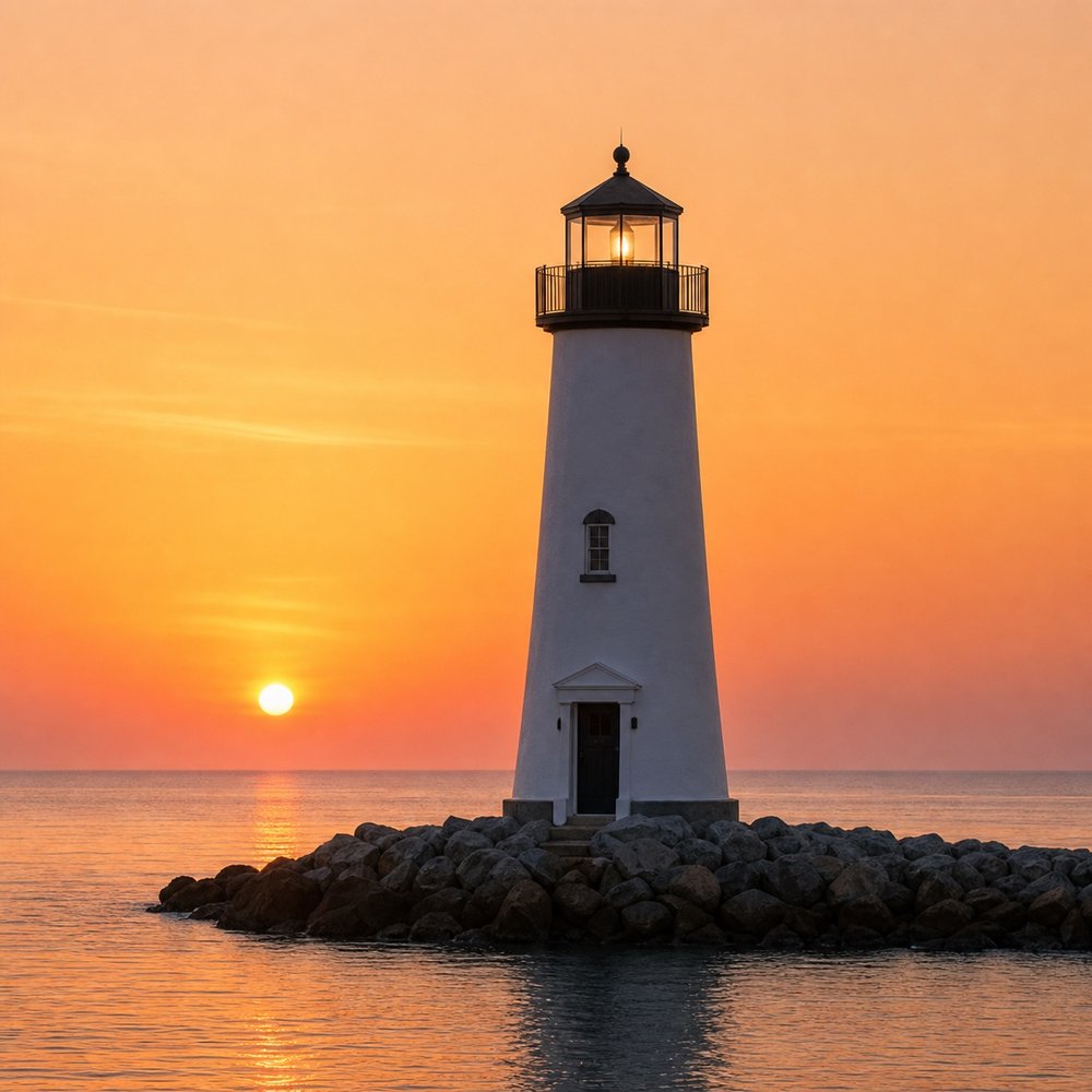 Faro al atardecer